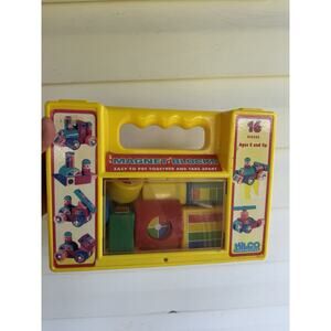 Vintage HILCO Magnetic Building Blocks W Case Magnets Set of 16 Pieces Assort.